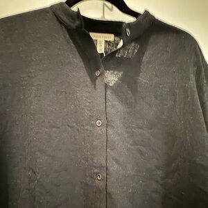 Eileen Fisher Mandarin collar light rayon black Shirt size large NWT